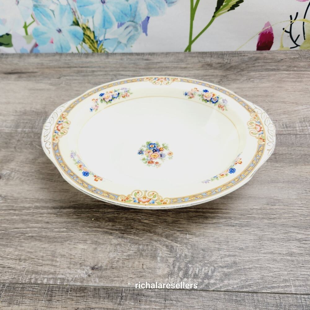 W.H. Grindley Marjorie Oval vegatable Bowl 10" Ivory England Floral Antique